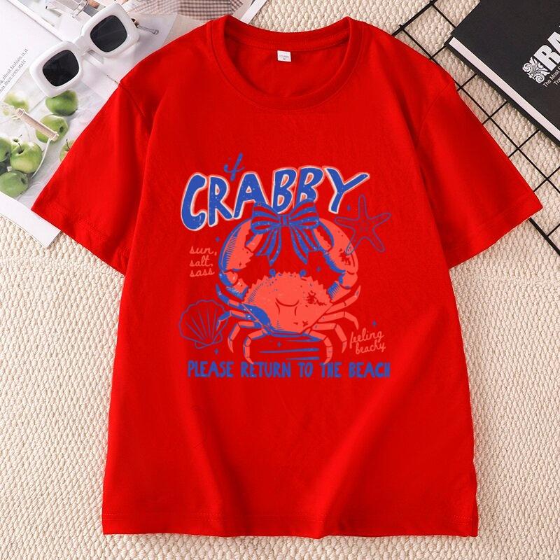 If Crabby Please Return To The Beach TShirt Summer Coastal Funny Beach Tee Unisex Unisex Casual Round Neck Beach Lover Tees