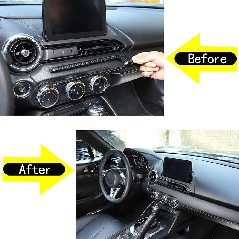 Real Carbon Fiber Car Center Control Air Outlet Decorative Frame Sticker For Mazda MX-5 2016-2026 Car Interior Accessories
