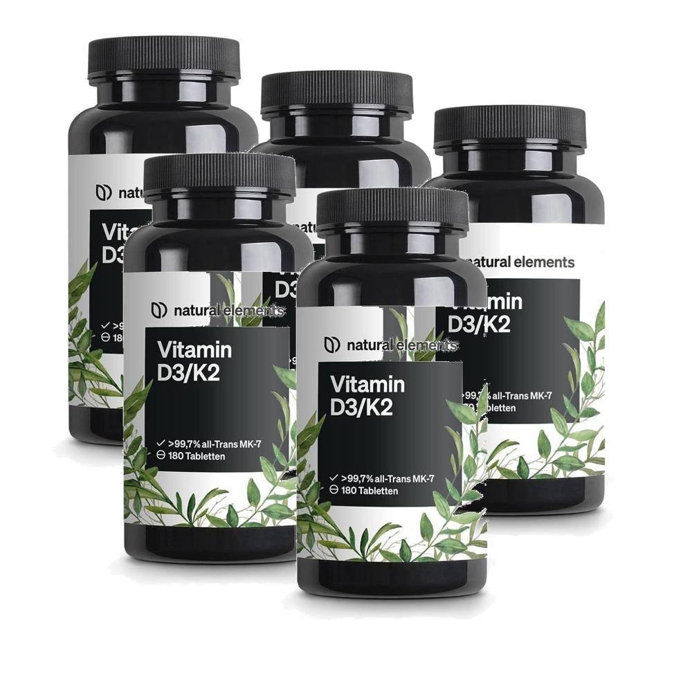 Natural Elements Vitamin D3 K2 Tablets 180 Tablets 5 pcs