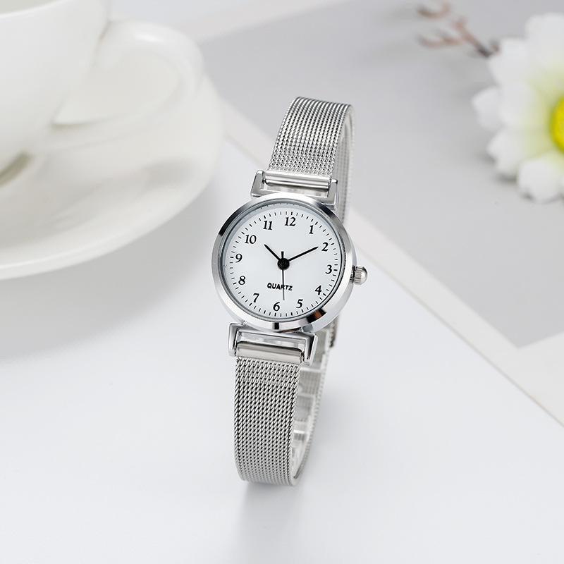 

Ladies Fashion Mesh Strap Quartz Watch With Analog And Digital Display For Casual Wear Silver B