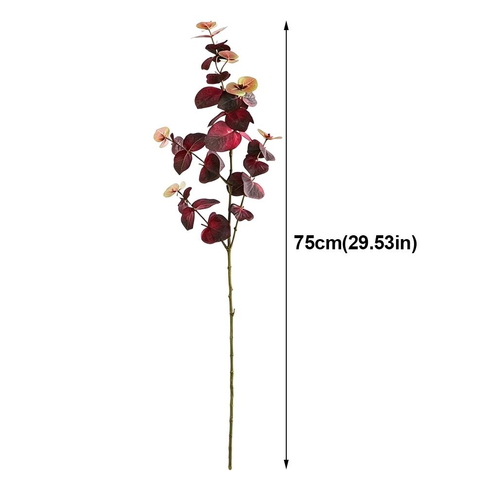1Pcs Silk Fake Leaf Branch 75cm Silk Green Leaves Artificial Eucalyptus Leaf  for Wall Decoration
