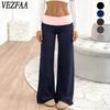 Women's Fashion Casual Solid Color Print High Waist Trousers Pants & Capris