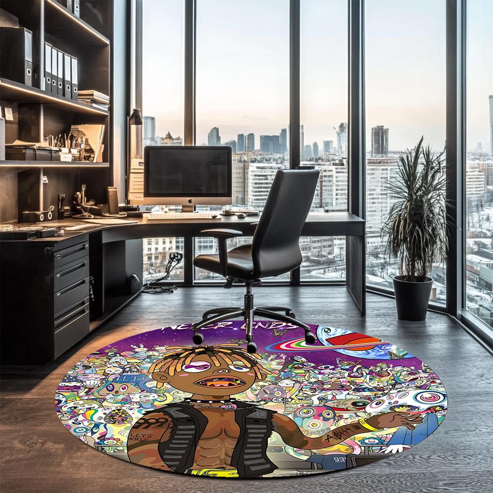 Juice WRLD Printed Round Rug Carpet Chair Rug Area Rug Entryway Doormats,for Office Chair Living Room Bedroom Kitchen Room.