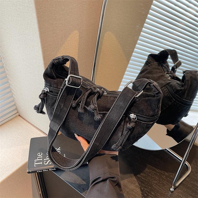 

Высококлассная повседневная джинсовая сумка женская новая модная и популярная сумка-мессенджер сумка-пельмень для поездок чёрный