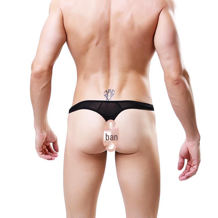 Ultra-Thin Breathable Mesh Men's Low-Waist Thong Briefs