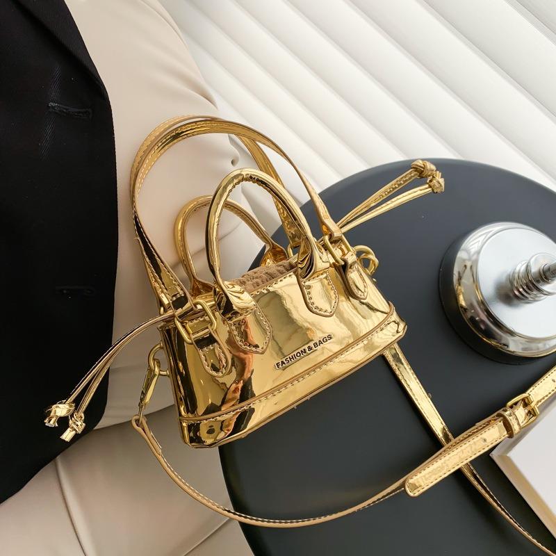 New patent leather laser glossy women's bag mini hand bag shell women's messenger bag mouth red envelope