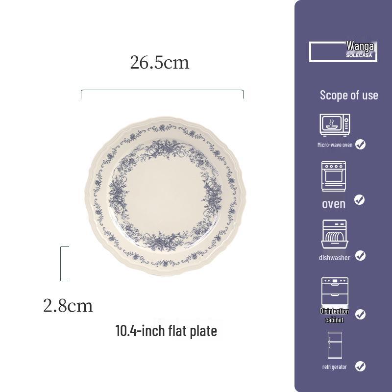 Shunxiang Blue Fog Flower Ceramic Tableware Set: Retro High-End Rice Bowl Plate for Luxurious Dining.