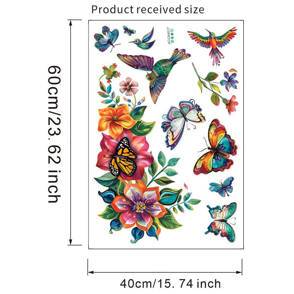 Creative Colorful Flowers and Butterflies Wall Stickers Self-Adhesive Decals for Living Room Bedroom Hallway Home Decor