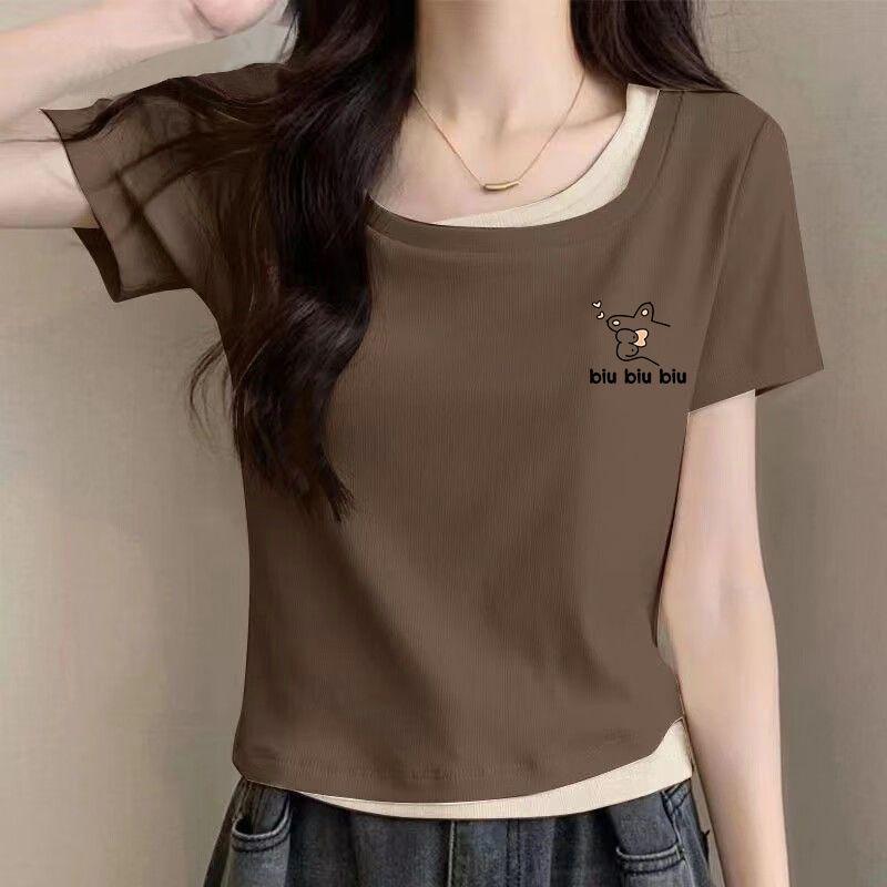2025 New Stylish Short Sleeve Cotton Two-Piece T-shirt - Summer Versatile Design