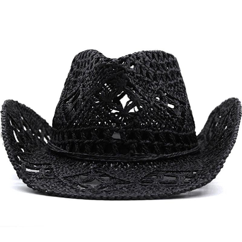 Φαρδύ γείσο Western Cowboy Καπέλο Αντιηλιακό Καπέλο Jazz Fashion Ψάθινο καπέλο για εξωτερικούς χώρους