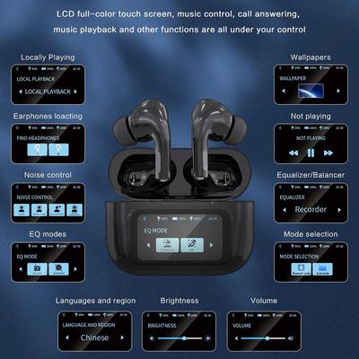 2025 Newest Design Wireless Smart Earphones Touch Screen Control Noise Cancel Headset HiFi Stereo Surround Music Headphone For All Smartphones