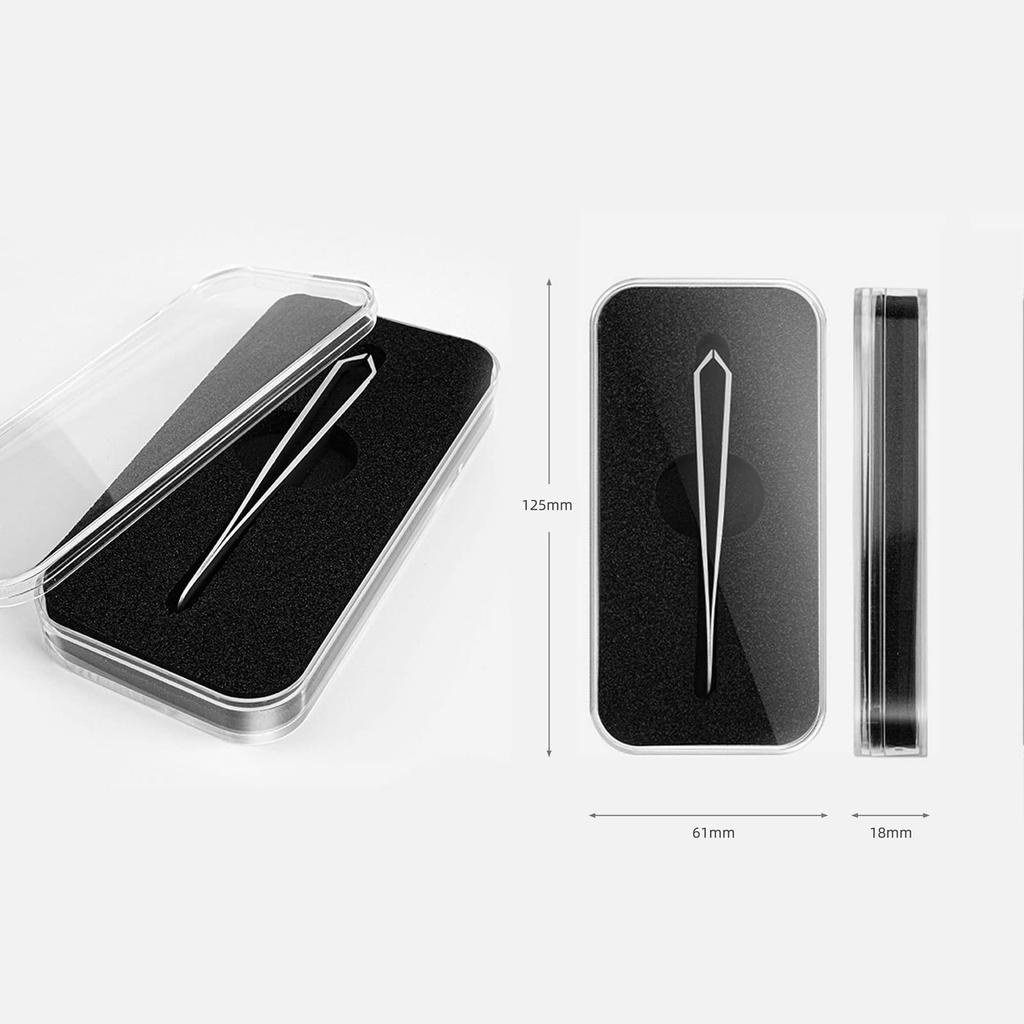 AUSOMTEK Beard Beard Hair Gray Hair Stainless Steel Fine Hair Eyebrow 5mm Precision Tip Clear Box Tweezers, Pullers, Tweezers, Tweezers, Tweezers,