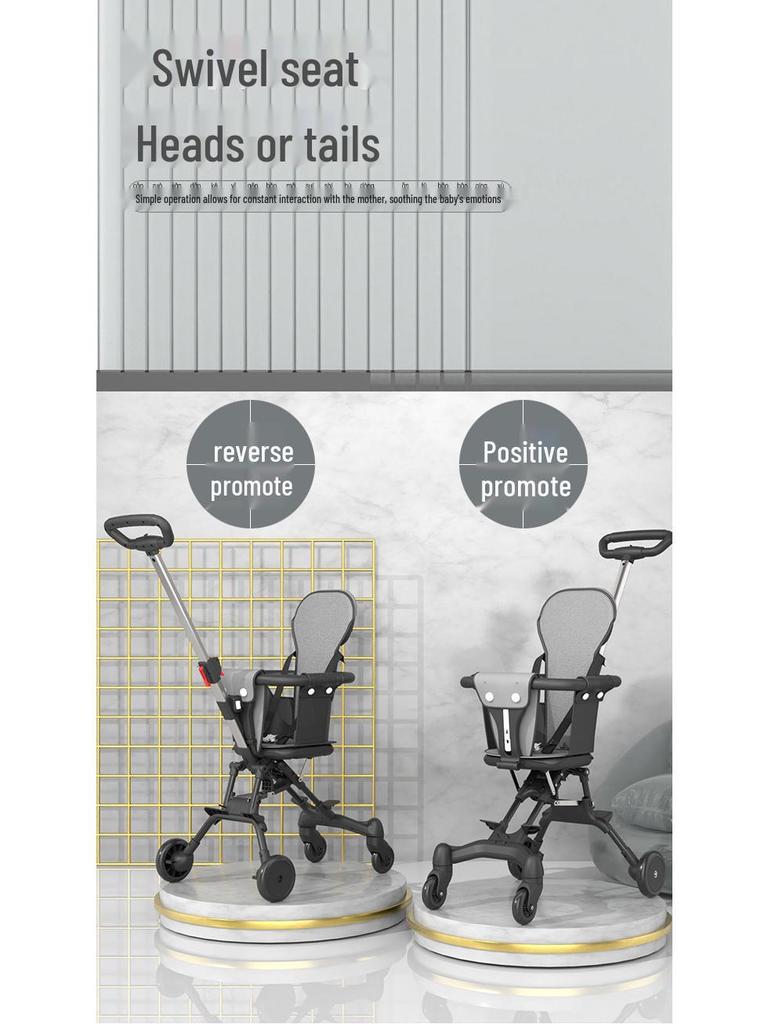 Lehký skládací pohodlný kočárek - Obousměrný čtyřkolový design pro kojence a děti