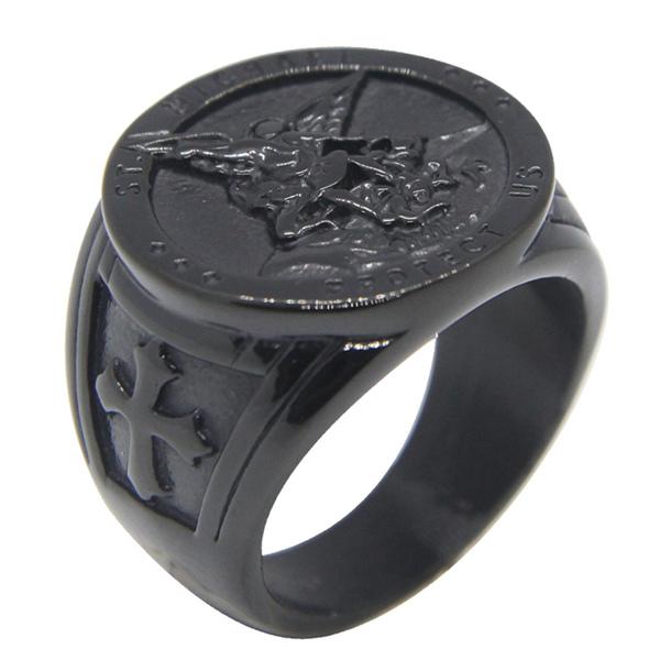 

Drop Ship Cool Size 7-14 Soild Cross Protect US Ring 316L Stainless Steel Mens 4 Colors Jesus Cross Ring 10 чёрный