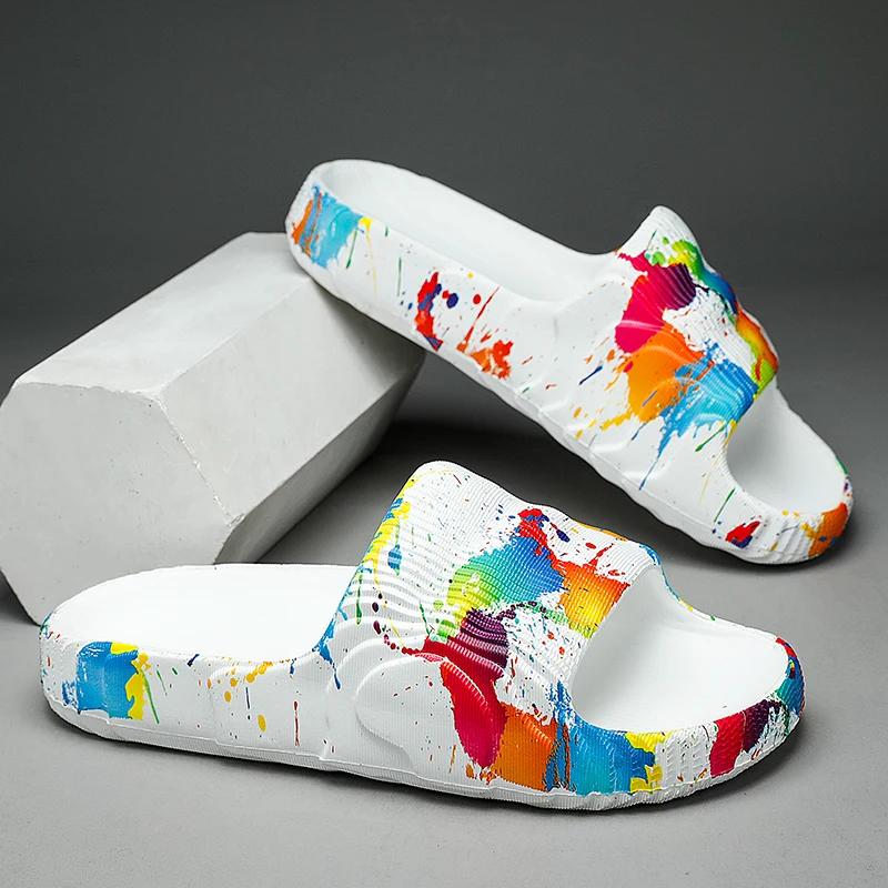 

Summer Men Shoes Casual Beach Outdoor Sandals EVA Non-Slip Slides Slippers Ladies Fashion Flats Flip Flops Luxury Household 35-36 білий