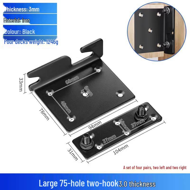 Heavy-Duty Bed Corner Bracket & Hook Fastener Set with Latch and Hinge