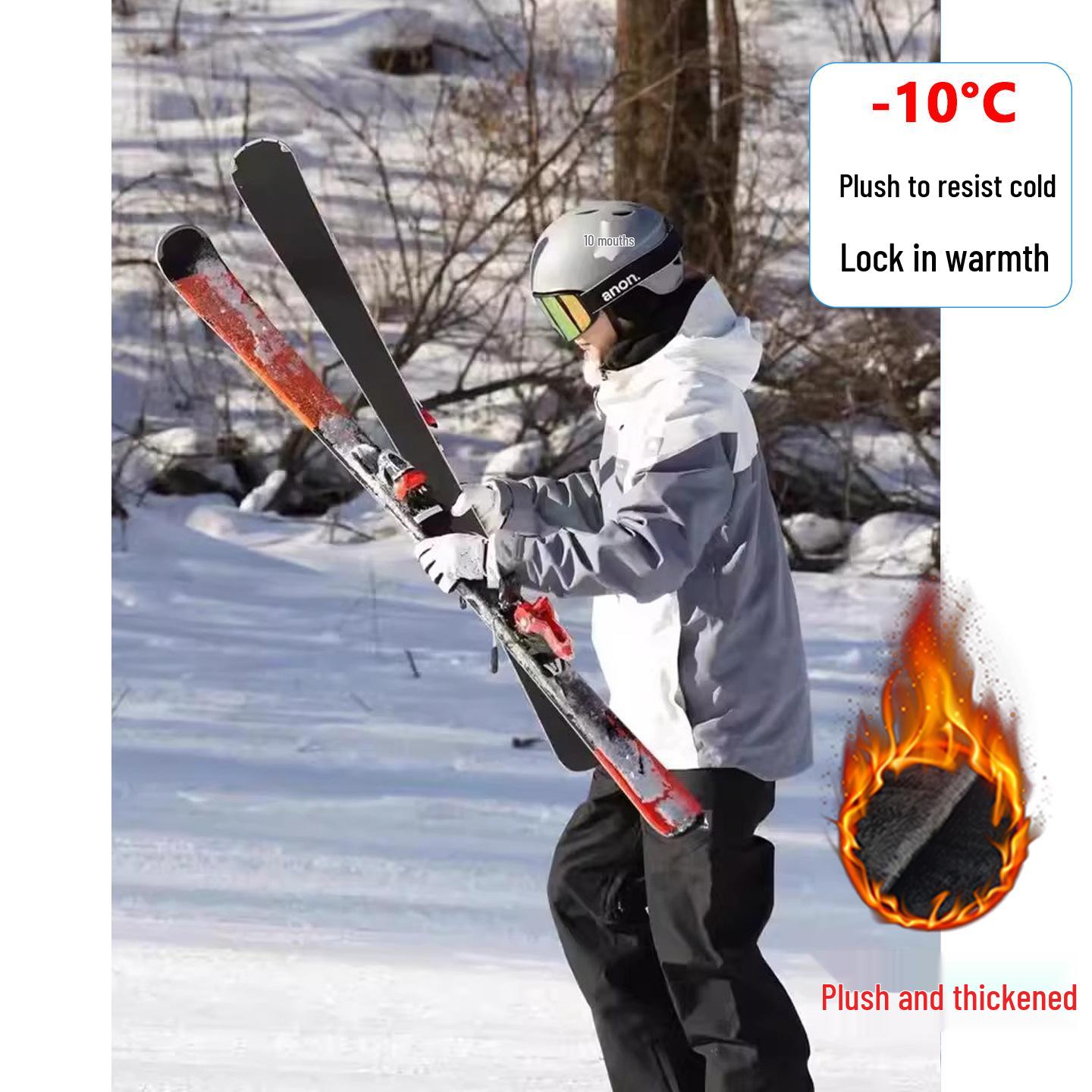 

Unisex Sky Blue Snow Pants: Waterproof, Windproof, Fleece-Lined, Plus Size, Ideal for Cold Weather. M чорний