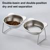 Kattebolle i rustfritt stål, forhøyet, skråstilt, med metallstativ, kjæledyrmateskål for å forebygge tretthet for innekatt og hund