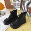 After communication, place an order for Martin boots, rubber round head PU middle heel () medium tube boots, muffin bottom.
