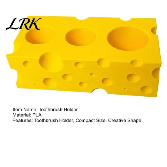 Three-hole Toothbrush Holder Holder, 3-Hole Partitioned Storage, Creative Cheese Shape Organizer, Drip Dry with Hollow Drainage Structure Stand