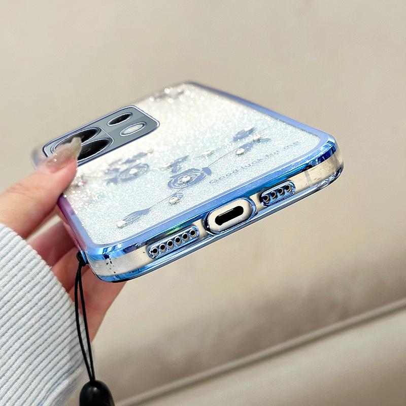 KADEM Phone Case For Xiaomi Redmi Note 13 Pro 4G/Note 14S 4G/Poco M6 Pro 4G,Flower Pattern TPU Gradient Cover with Lanyards