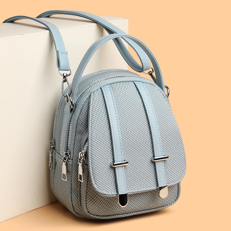 Women's PU Shoulder Bag Multi-compartment Double-use Handbag Soft Leather Crossbody Bag