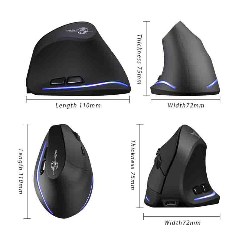 Ergonomic Wireless Vertical Mouse 2400 DPI Rechargeable Wireless Mice 2.4G Connection Vertical Wireless Mouse For Laptop/Desktop