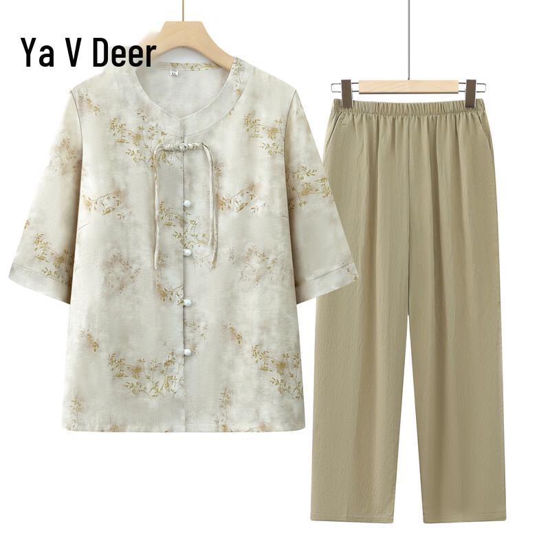 

Yalu Women s Summer Mid-Sleeve Shirt for Elderly XL