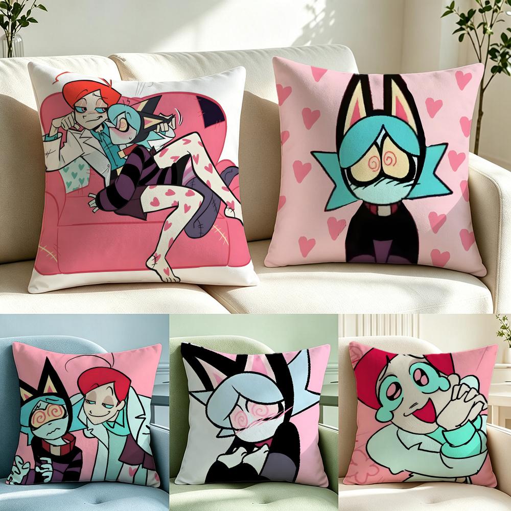 Pattern Psycho Cuties Cushion Cover Short Plush Cushion Cover Double Sided Print Washable Sofa Pillowcase Home Decor Gift