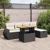 VidaXL Garden Furniture Set 6 Pcs with Cushions Black Braided Resin Acacia 3328050