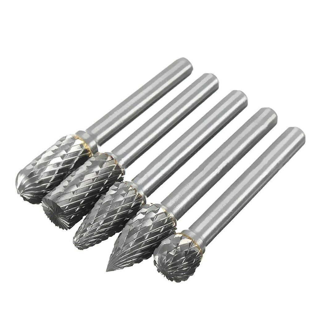 8pcs 6mm Shank Tungsten Carbide Carving Burrs Bit Double Cutter Burring File Die Grinder Drill For Metal Wood Grinding Polishing