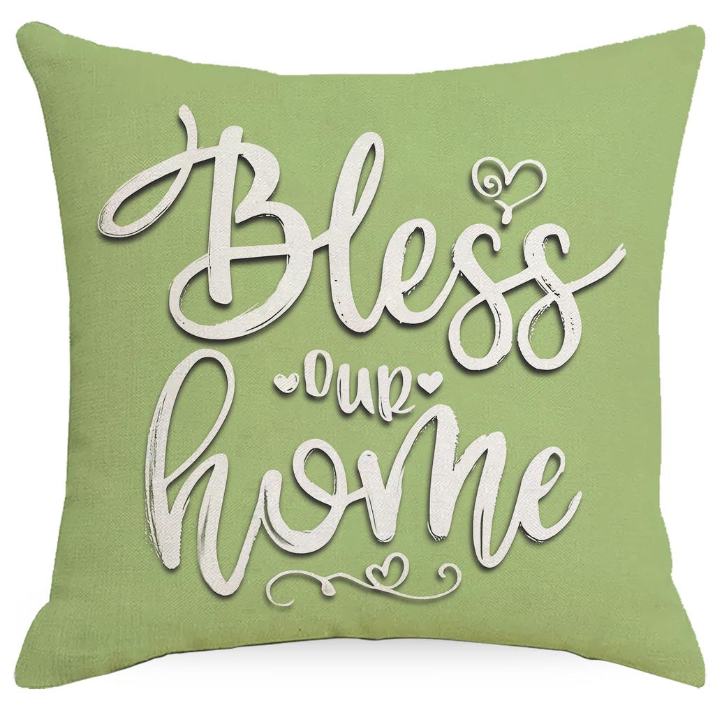 New Pillowcase Spring and Summer Letters Flower and Grass Linen Pillowcase Decoration