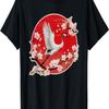 Flying Crane with Red Sun and Cherry Blossoms 1 - Fan Fun T-Shirt