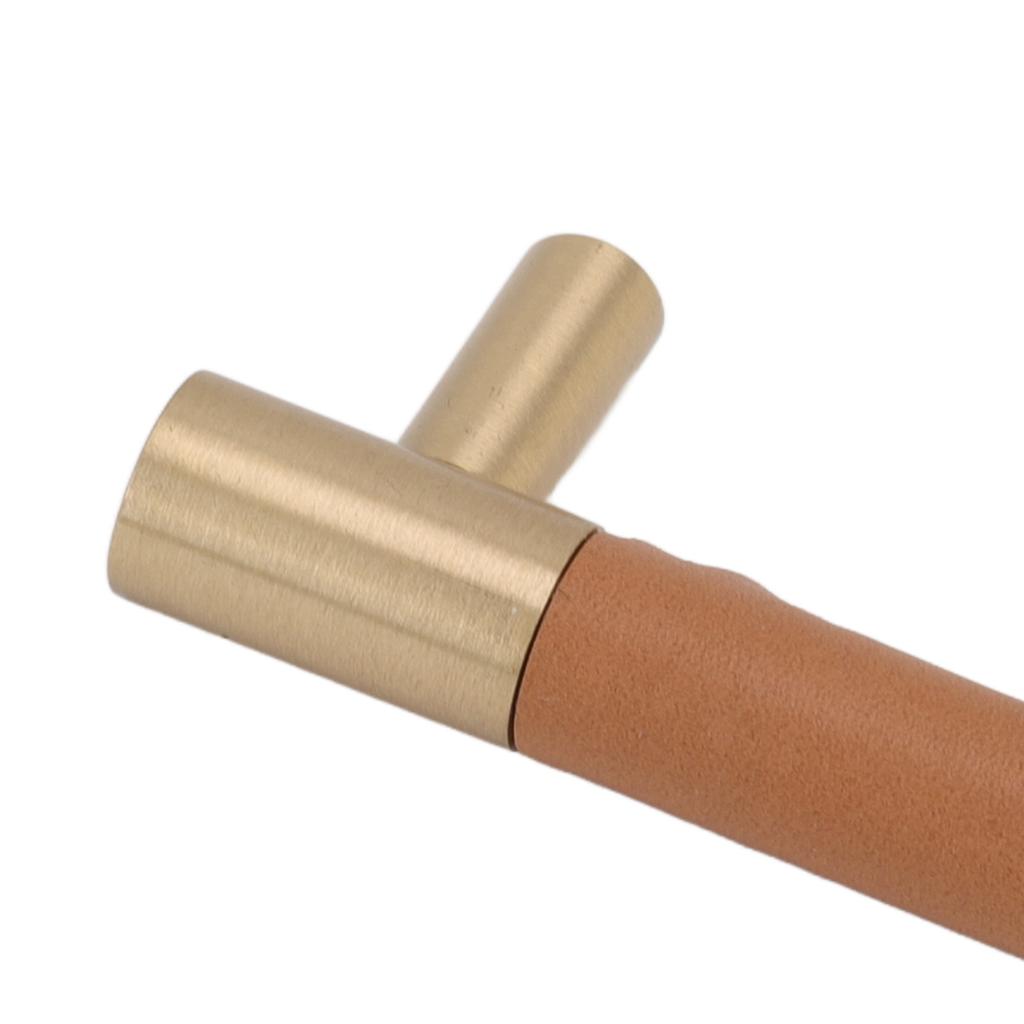Cabinet Door Handle 224MM Hole Pitch Lther Brass Light Luxury Cupboard Bar Pull Handle for Home Wardrobe Drawer