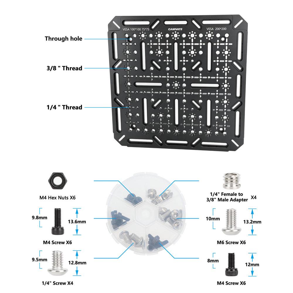 HDRIG VESA-Compatible Perforated Mounting Plate (75-200mm) 3876