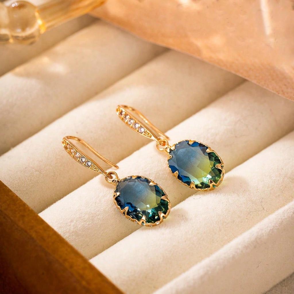 1 Pair Cubic Zirconia Drop Earrings Copper Jewelry