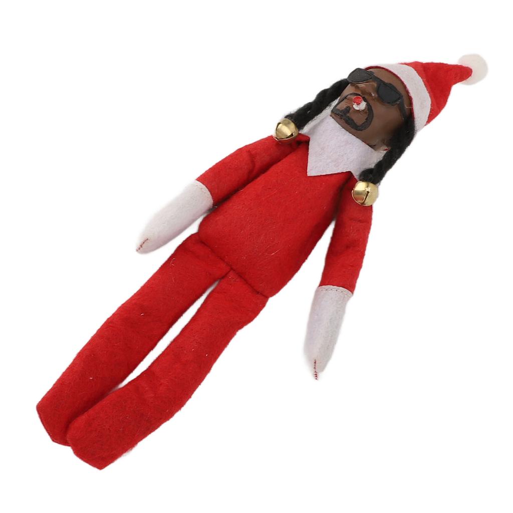 Bambola Elfo Nero di Natale Resina Feltro Giocattolo Bambola Hip Hop Ornamento Natalizio per Casa Festa Portico