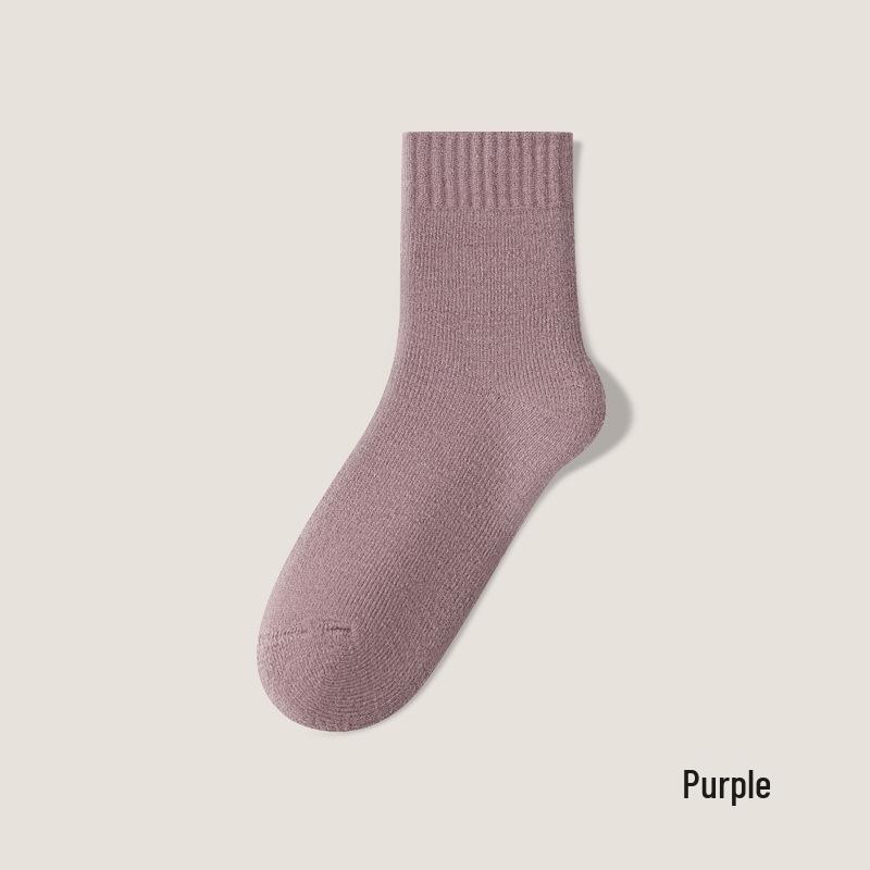 Women's Cashmere Mid-Calf Velvet-Enhanced Socks for Autumn and Winter