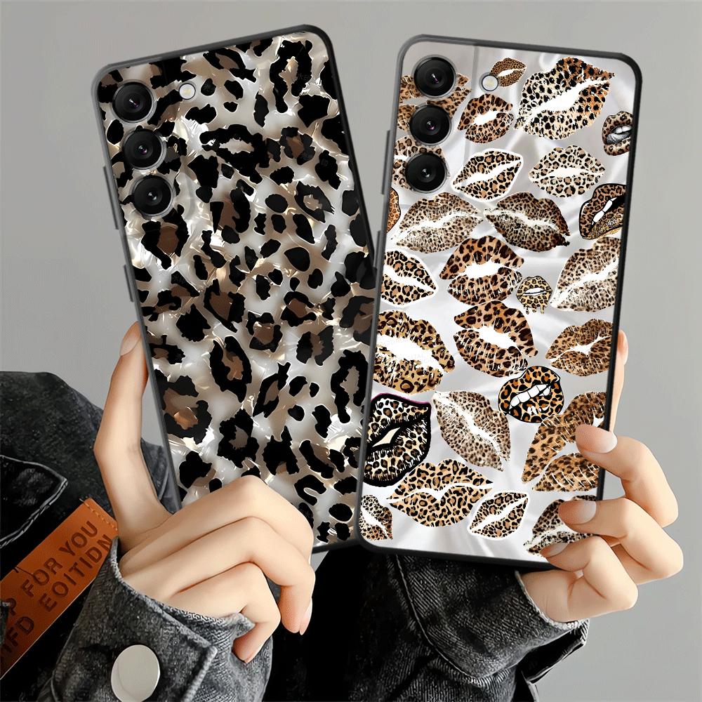 Leopard Print Lip Print Art Case for Samsung Galaxy A25 A16 A37 A23 A52 A36 A57 A15 A73 A51 A05 A06 A53 A17 A55 Phone Cover A12