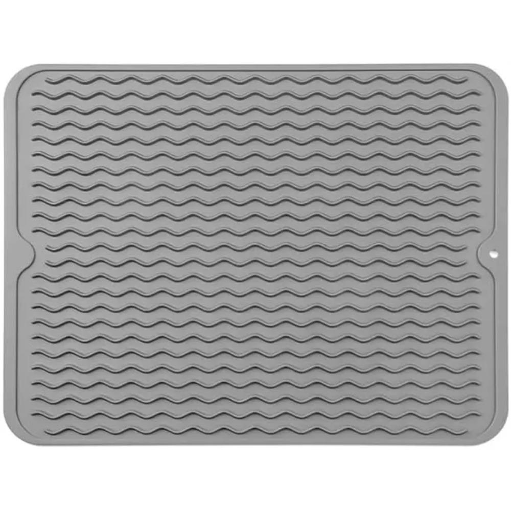 Silicone Dish Drying Mat Non-Slip Drying Rack Pad for Kitchen Counter Heat Resistant Food-Grade Drain Board Dishwasher Safe