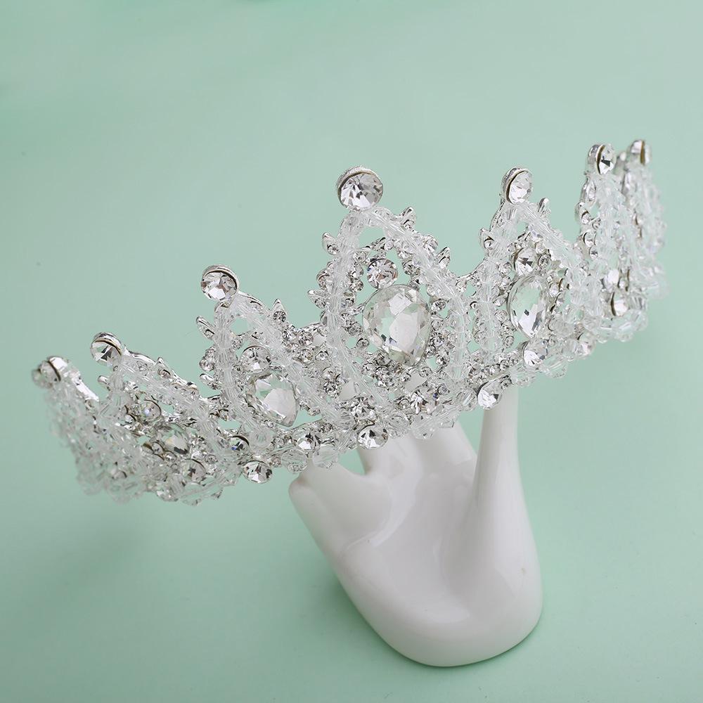 Korean Bridal Rhinestone Crystal Hair Accessories Crown Plain Silver