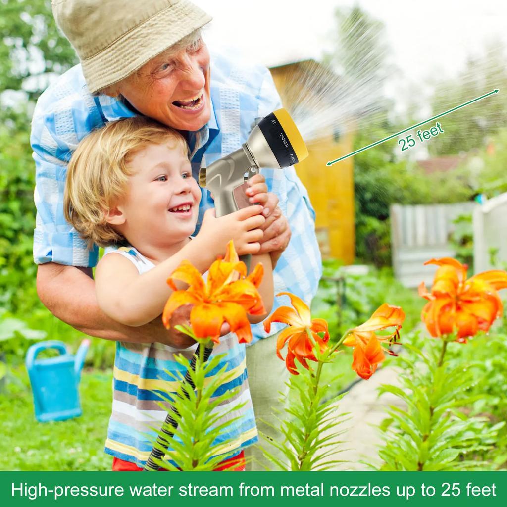 Watering Gun with 8 Adjustable Modes Garden Water Gun High Pressure Water Hose Spray Head Lawn Watering Sprinkler