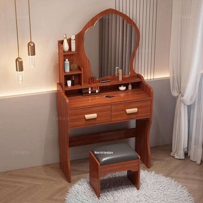 Cream Modern Minimalist Flip-Top Makeup and Storage Table for Bedrooms