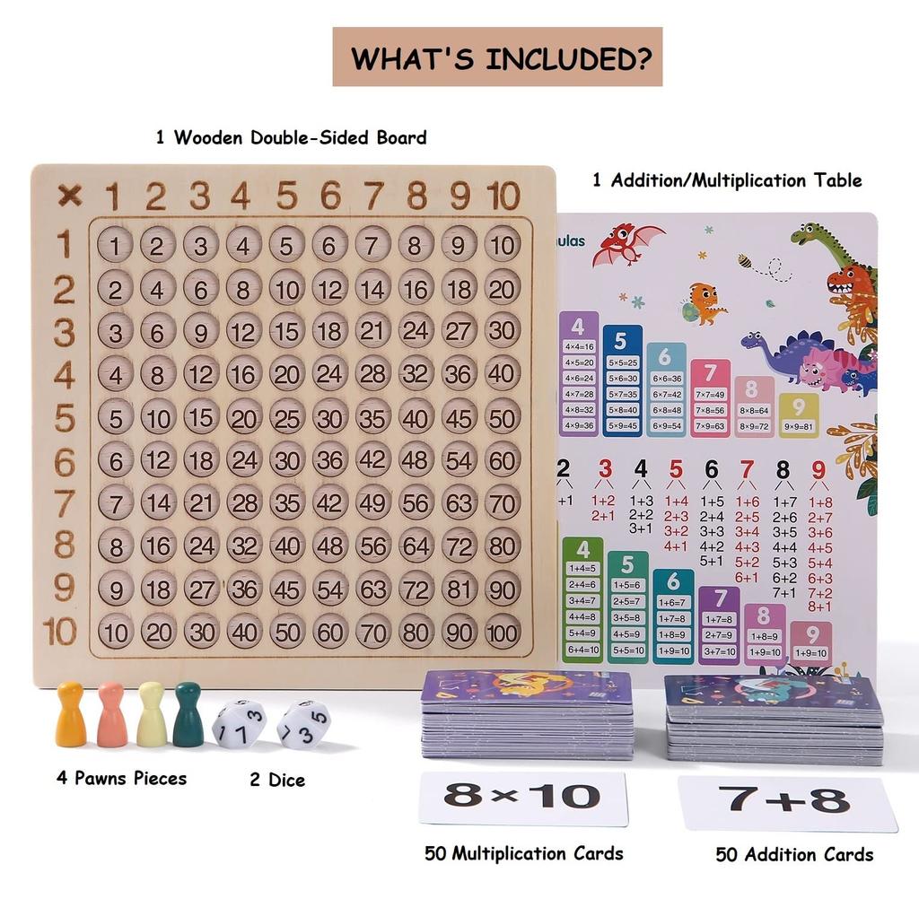 Multiplication educational math board calculation card elementary school wooden calculation number table board for children tables, addition, toys,