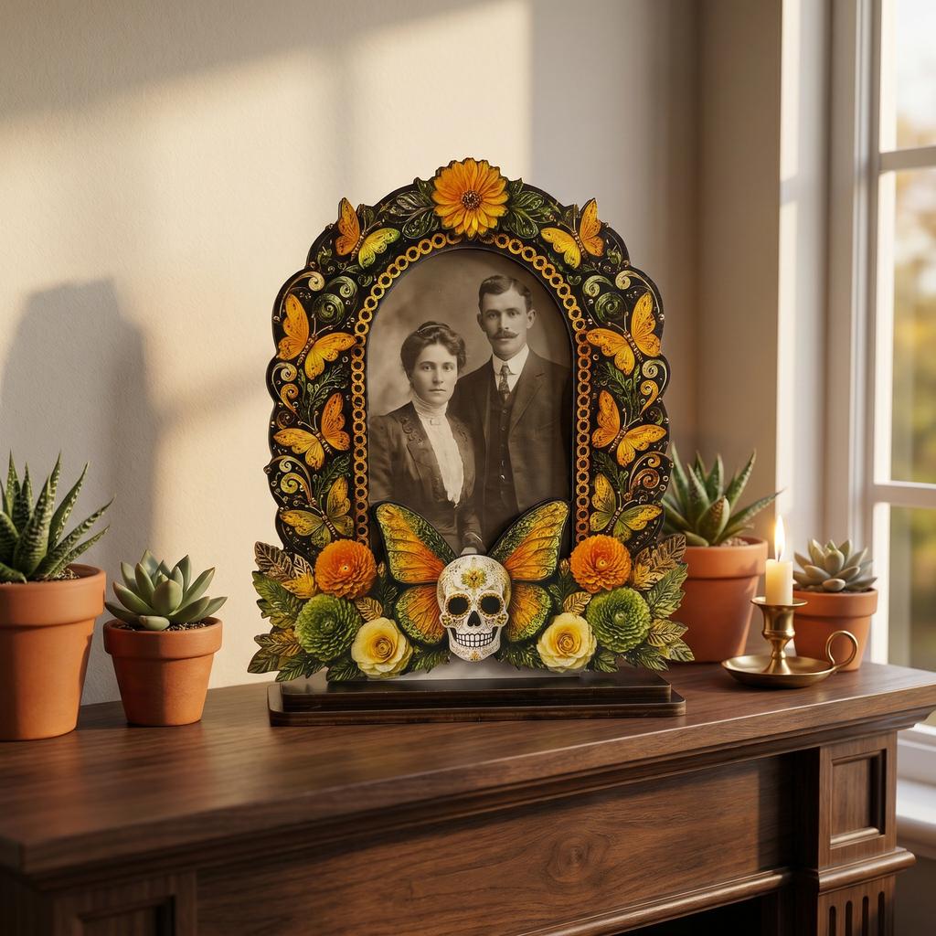 Pumpkin-shaped Wooden Frame Decorations for The Day of The Dead, Festive Atmosphere Ornaments, Family Photo Album, Handicrafts