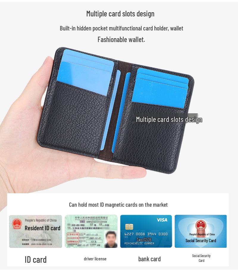 Men's Slim PU Multi-Card Holder with Driver's License Slot