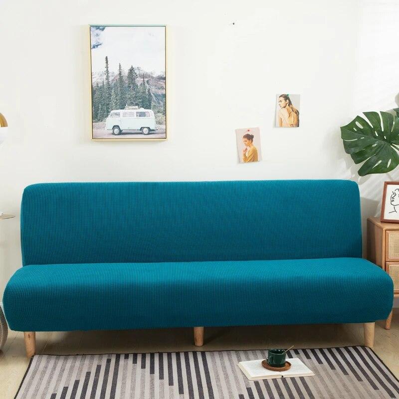Polar Fleece Armless Sofa Bed Cover Elastic Without Armrest Sofa Bed Covers Anti-Slip Sofa Slipcover For Living Room Home Hotel