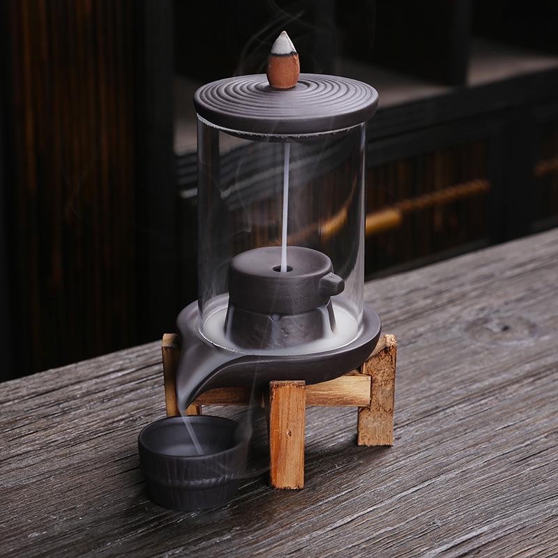 Retro Zen Backflow Incense Burner - Sandalwood & Agarwood Decorative Piece