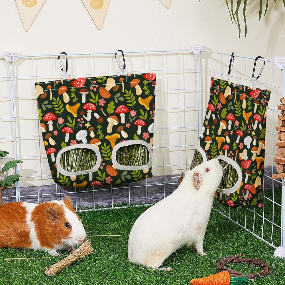 Rabbit Hay Feeder Bag Guinea Pig Hanging Hay 29.2x23cm Feeding Bag Storage Dispenser for Chinchilla Hamster Bunny Small Animal