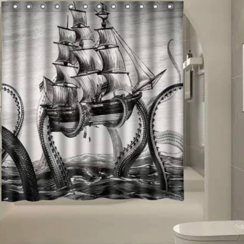 Polyester Shower Curtain With Customizable Artwork And Logo For Bathroom Privacy